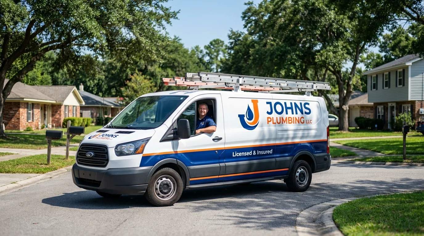 Johns Plumbing LLC service van in Montgomery, PA